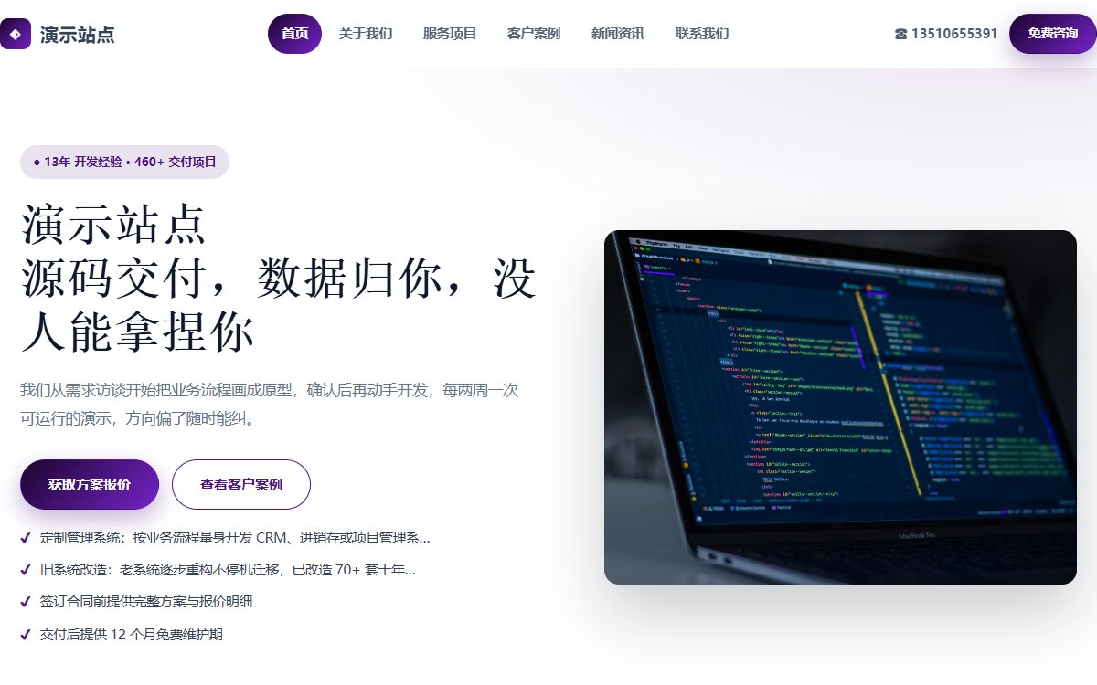 软件公司·多页·定制开发·启航光感版